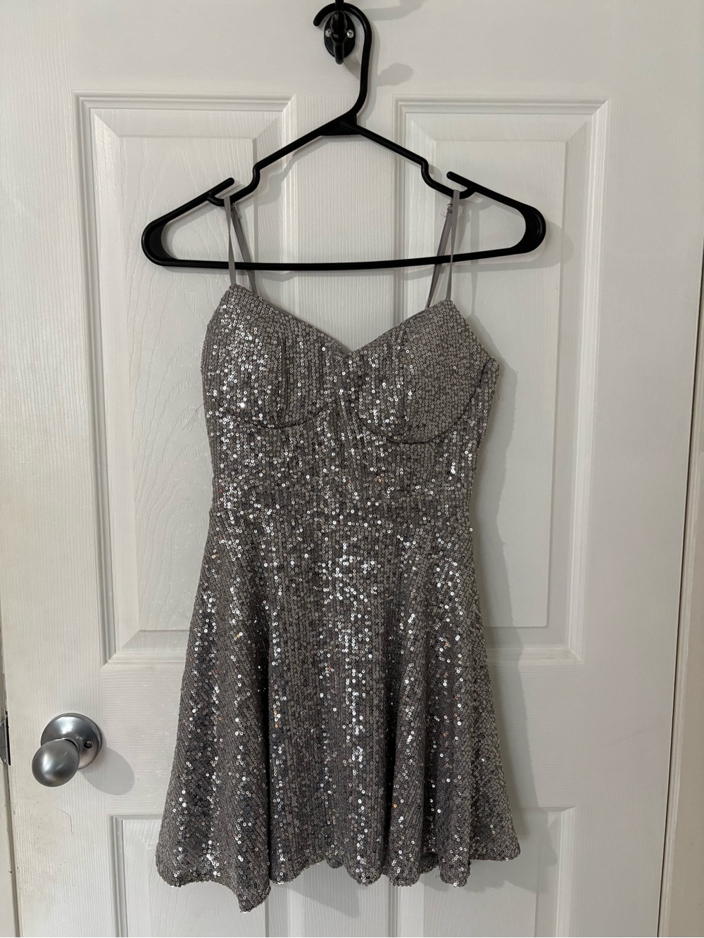 refuge Silver Sequin Spaghetti Strap Mini Dress